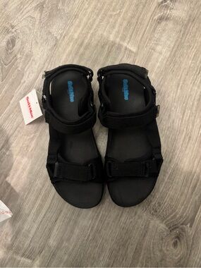 Women's Black Adjustable Strap Sandals